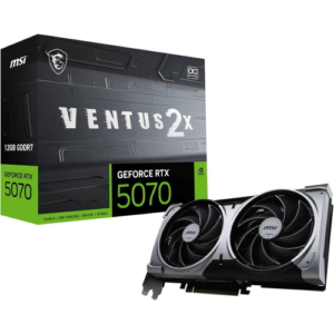 SCHEDA VIDEO MSI GEFORCE RTX 5070 12G VENTUS 2X OC SCHEDA VIDEO - GDDR7, 28GBPS, PCIE 5.0, HDMI 2.1, DP 2.1, 6144 CUDA CORES, 192-BIT, TORX FAN 5.0, ZERO FROZR, AFTERBURNER, METAL BACKPLATE, 650W PSU RACCOMANDATO