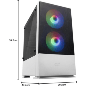 MARS GAMING MCZ, PREMIUM COMPACT PC CUSTODIA PER PC, MICROATX, PANEL + FRONT MESH, BIANCO
