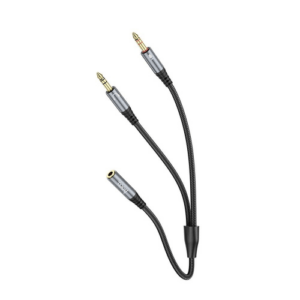 CAVO AUX 2 IN 1 JACK 3,5 MM (FEMMINA) A 2 X JACK 3,5 MM (MASCHIO) HOCO 0,25 M UPA21 GRIGIO