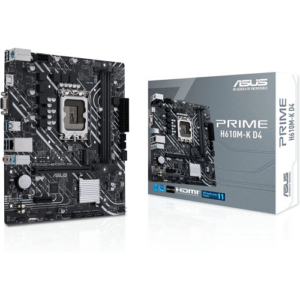 ASUS PRIME H610M-K D4 SCHEDA MADRE MATX, INTEL H610, LGA1700, DDR4, PCI 4.0, REALTEK 1GB ETHERNET, REALTEK 7.1 SURROUND, 1XM.2, 4XSATA 6GB/S, USB 3.2 GEN 1, ARMOURY CRATE, NERO