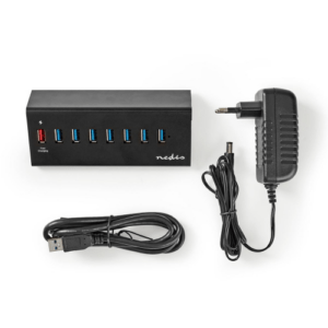 HUB MULTIPORTA USB MICRO-B FEMMINA | USB-A FEMMINA | 8 PORTE | QC3.0 / USB 3.2 GEN 1 | ALIMENTAZIONE A USB / ALIMENTAZIONE DA RETE | 5 GBPS | 8X USB