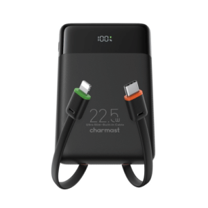 POWERBANK CHARMAST W1202 PD3.0 3A 22,5W 10000 MAH CON CAVI INTEGRATI TYPE-C / LIGHTNING NERO